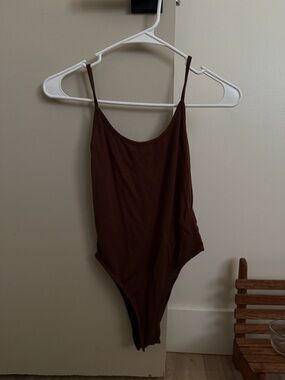 Brown Ribbed Bodysuit